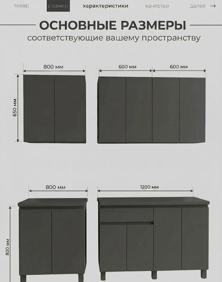 Кухня графит 2 метра новая